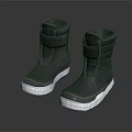 Gray High Top Casual Shoes With Velcro Straps And White Soles Design