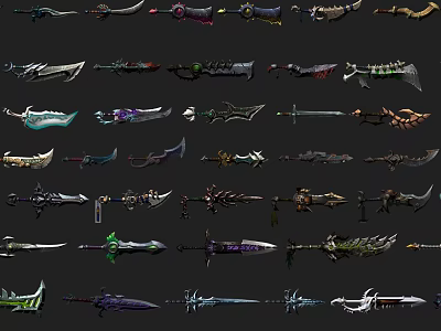 Diverse Fantasy Weapon Collection Featuring Unique Blade Designs And Stylish Details 3d model