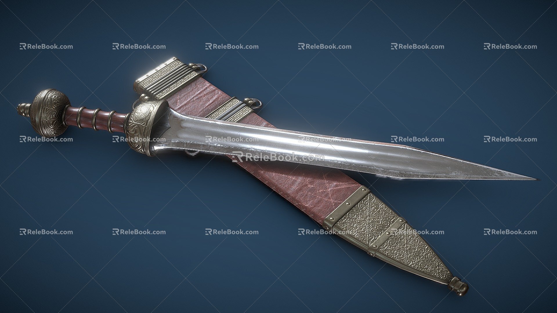 Knife and scabbard 3d model