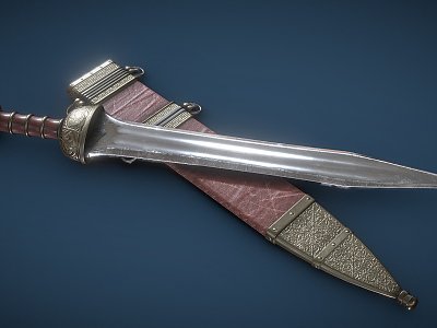 Knife and scabbard 3d model