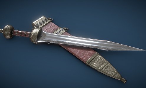 Knife and scabbard 3d model