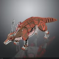 Character Inspired Armored Mythical Creature With Geometric Patterns And Metallic Texture 3d model