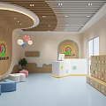 Cheerful Kindergarten Interior With Wooden Accents Colorful Lights And Alphabet Lockers