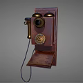 Vintage Wooden Wall Mounted Telephone With Brass Dial And Bells