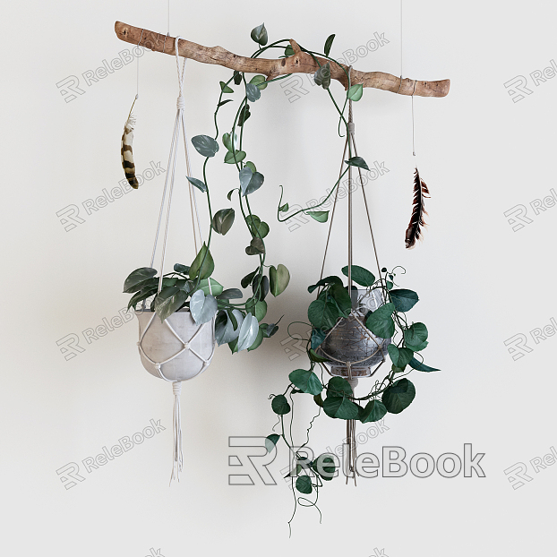 Nordic Hanging Basket Green Root Carving model