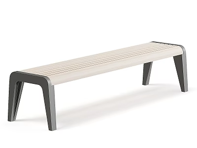 Sleek Modern Bench With Black Metal Legs And Light Colored Slat Seat Design 3d model