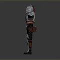 Game Movie Warrior Character With Metallic Armor 3D Model And Outstretched Arms Design
