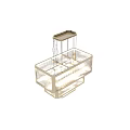 Modern Layered Crystal Chandelier With Ribbed Glass And Metal Frame Pendant Light