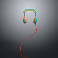 Modern Colorful Computer Headphones With Red Cable And Stylish Design