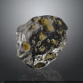 Unique Transparent Wooden Stone With Golden Specks And Irregular Holes On Dark Background