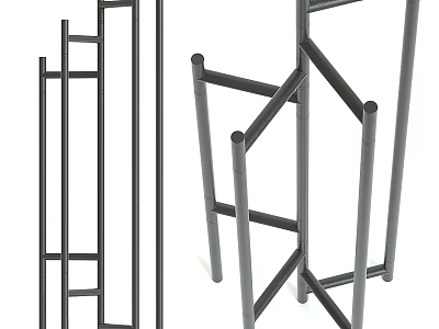 Metal Standing Clothes Hanger With Modern Frame And Multi Tier Design 3d model
