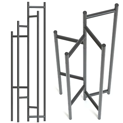 Metal Standing Clothes Hanger With Modern Frame And Multi Tier Design 3d model