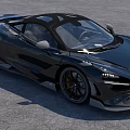 Black Sports Car With Sleek Design Convertible Top Large Alloy Wheels Blue Sky Gray Pavement