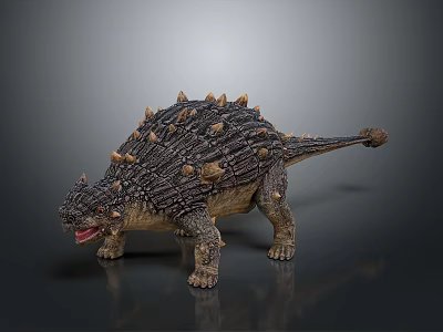 Detailed Ankylosaurus Dinosaur Sculpture Carving With Spiked Armored Body And Realistic Texture 3d model
