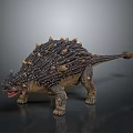 Detailed Ankylosaurus Dinosaur Sculpture Carving With Spiked Armored Body And Realistic Texture