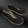 Traditional Black Cloth Shoes With Light Colored Soles And Classic Design