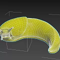 Yellow 3D Snail Model With Shiny Body And Antennae On Black Background
