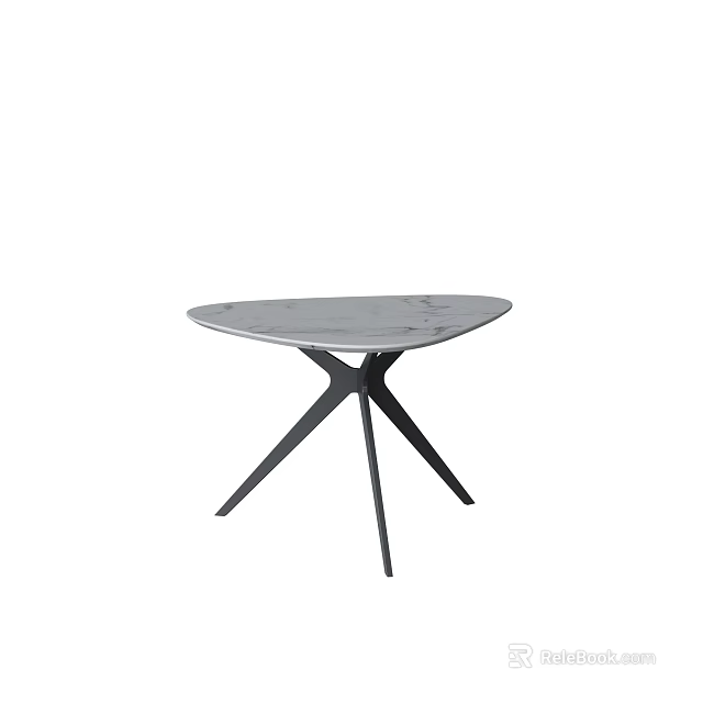 Elegant Modern Grey Marble Side Table With Sturdy Black Metal Legs 3d model