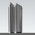Modern Twin Skyscrapers With Sleek Glass Curtain Walls And Contemporary Urban Design