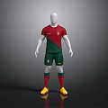 Red And Green Portuguese Soccer Jersey Kit With Nike Logo On Mannequin
