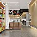 Modern Cyber Cafe Interior With Glass Brick Wall And Green Plants On Marble Countertop