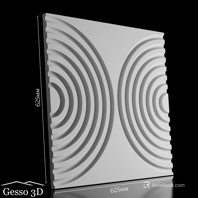 White Wall Interior With Concentric Circle Texture Decorative Panel Modern Design 3d model 
