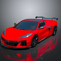 Red Sports Car With Sleek Design Black Wheels And Rear Spoiler