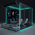 High Tech Control Room With Glass Walls And Interactive Monitoring Screens