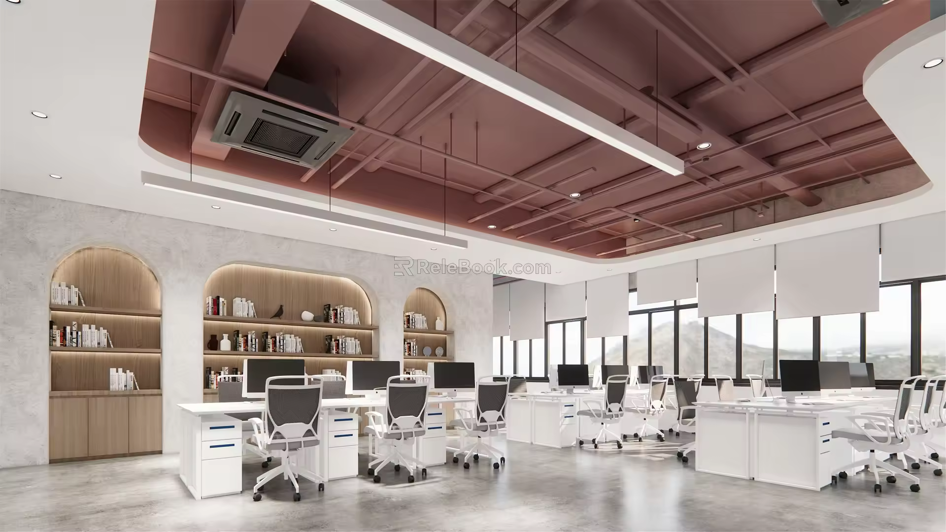 modern public office area public open office area 3d model