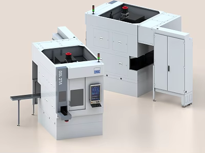 Automated Industrial Equipment With White Cabinet Control Panel Digital Display And Mechanical Systems 3d model