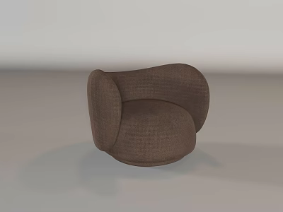 Modern Brown Fabric Single Sofa Featuring Curved Backrest And Rounded Arms 3d model