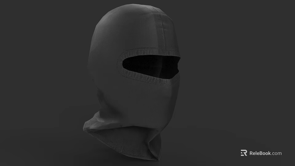Functional Gray Balaclava Hat Made Of Fabric Material With Simple Face Opening Design 3d model 