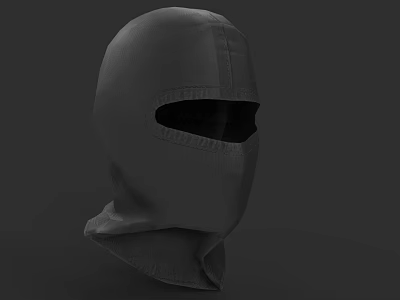 Functional Gray Balaclava Hat Made Of Fabric Material With Simple Face Opening Design 3d model