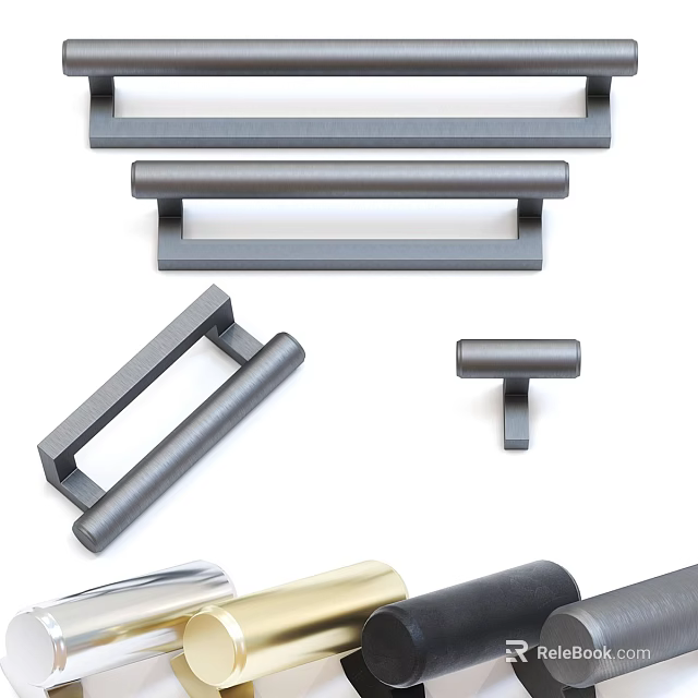 Different Styles Of Modern Metal Cabinet Handles With Sleek Designs And Gold Black Finishes 3d model 