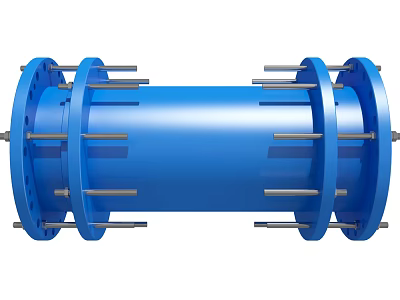 Blue Industrial Pipe Connector With Flange And Metal Rods For Pipeline Systems 3d model