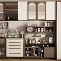 Modern Wooden Sideboard Design With Glass Doors Drawers And Open Storage Shelves
