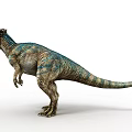 Dinosaur With Bumpy White Head Blue Green Patterned Body In Standing Posture And Textured Skin