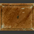 Orange Wooden Stone Box With Green Trim And Rustic Surface Texture