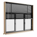Modern Window With Black Slatted Blinds And Wooden Frame Glass Design