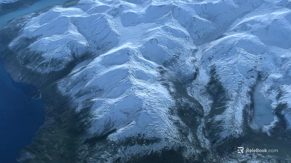 Stunning Garden Landscape Featuring Snowy Mountain Views And Natural Beauty 3d model 