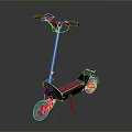 Modern Black Electric Scooter With Red Wheels And Reflective Design Features 3d model