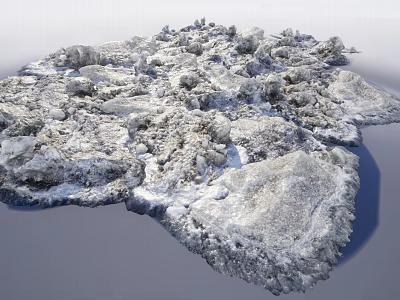 Snow Covered Rocky Landscape With Scenic Blue Water View 3d model