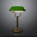 Elegant Table Lamp With Green Lampshade And Ornate Gold Base