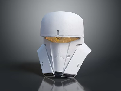 Futuristic White Helmet With Golden Visor Sleek Design And Modern Tech Elements 3d model