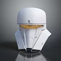 Futuristic White Helmet With Golden Visor Sleek Design And Modern Tech Elements 3d model
