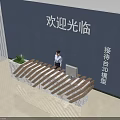 Modern Reception Desk 3D Model With Contemporary Wooden Slat Design And Sleek Top