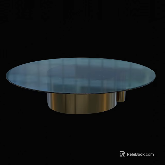 Round Glass Coffee Table With Modern Metal Base For Contemporary Living Room 3d model 