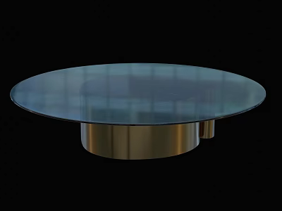 Round Glass Coffee Table With Modern Metal Base For Contemporary Living Room 3d model
