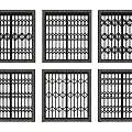 Sliding Doors with Various Decorative Metal Grille Patterns for Home Design 3d model