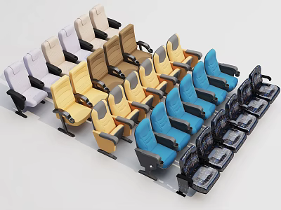 Multicolor Theater Seats In Modern Design For Cinema Or Conference Room 3d model